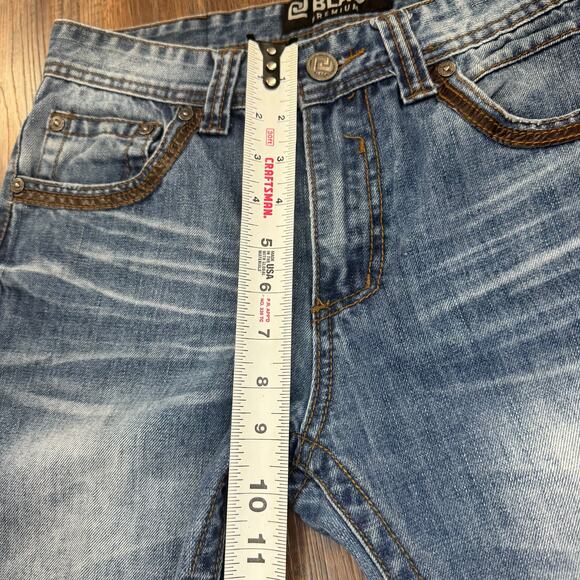 CJ Black Premium Indian Skull Jeans 28/30 Relaxed Straight distress leather trim - Picture 7 of 10